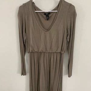 H&M green long sleeve midi dress